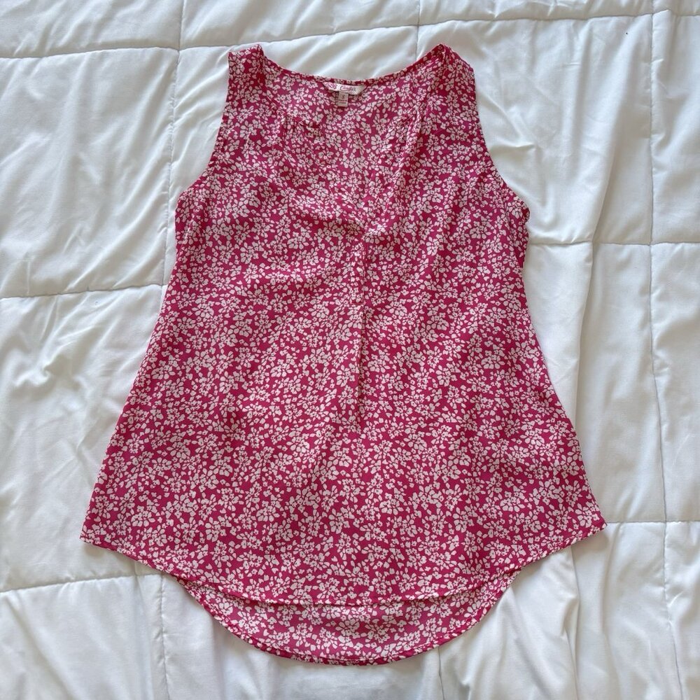 Vintage 90s Candies Sleeveless Tank Top Womens Size Small Pink White Floral Y2K